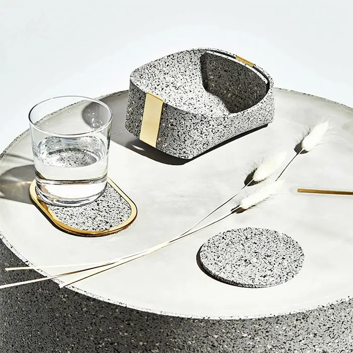 Round Rubber Coaster Set in Gris